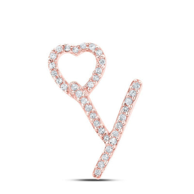 10k Rose Gold 0.11CTW Natural Diamond Initial "Y" Charm 0.77g Alphabet Pendant - Elite Jewelers - Charms & Pendants