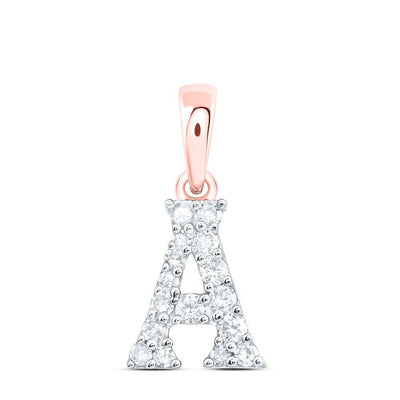 10k Rose Gold 0.12CTW Natural Diamond Initial "A" Charm 0.33g Alphabet Pendant - Elite Jewelers - Charms & Pendants
