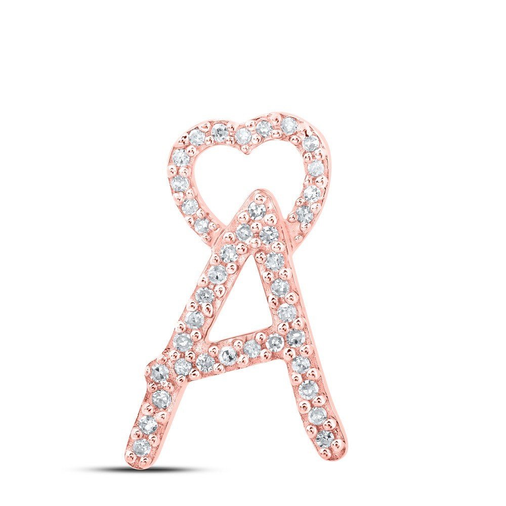 10k Rose Gold 0.12CTW Natural Diamond Initial "A" Charm 1.14g Alphabet Pendant - Elite Jewelers - Charms & Pendants