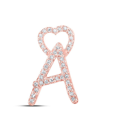10k Rose Gold 0.12CTW Natural Diamond Initial "A" Charm 1.14g Alphabet Pendant - Elite Jewelers - Charms & Pendants