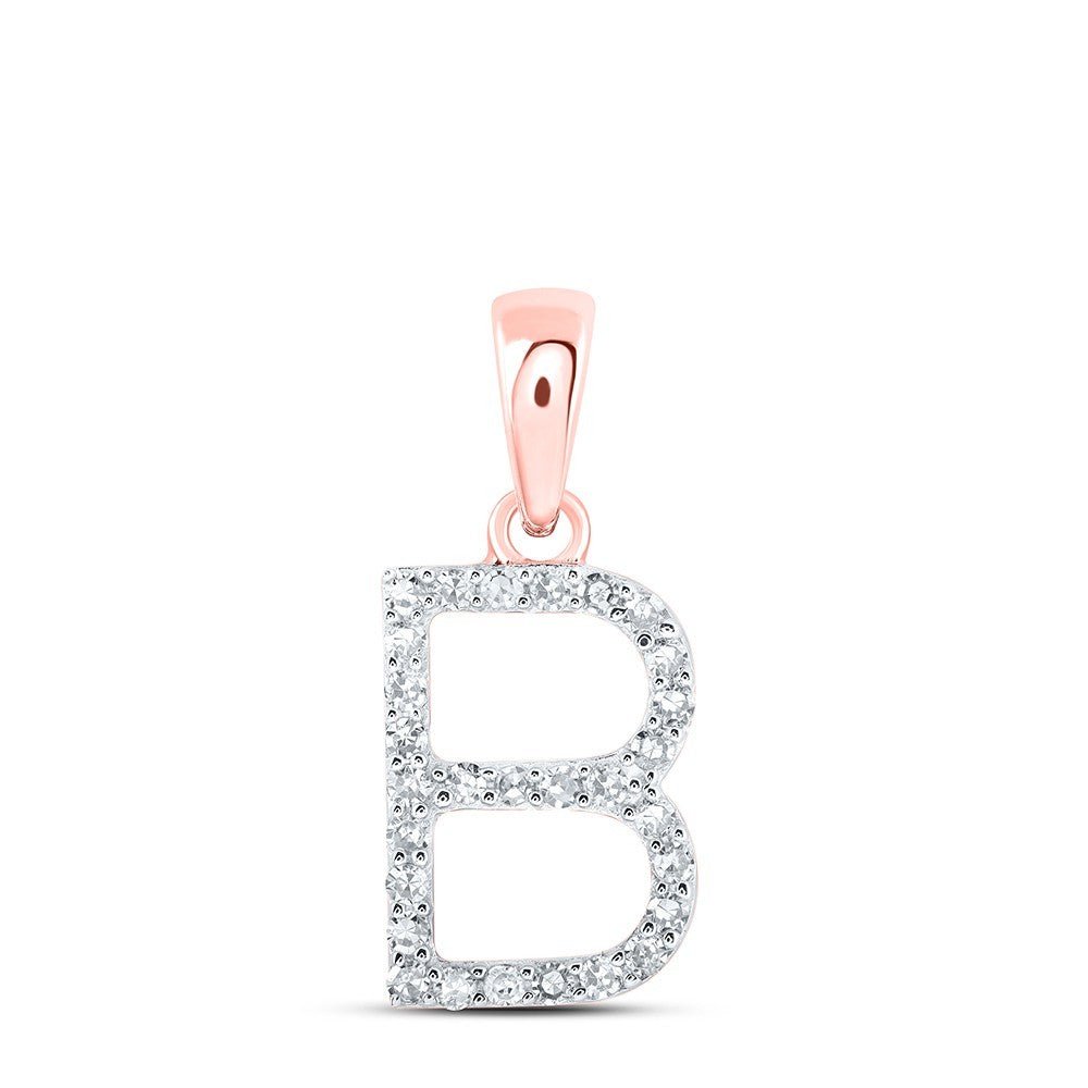 10k Rose Gold 0.12CTW Natural Diamond Initial "B" Charm 0.66g Alphabet Pendant - Elite Jewelers - Charms & Pendants
