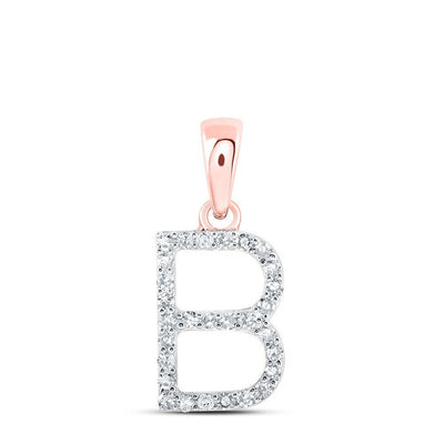 10k Rose Gold 0.12CTW Natural Diamond Initial "B" Charm 0.66g Alphabet Pendant - Elite Jewelers - Charms & Pendants
