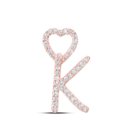 10k Rose Gold 0.12CTW Natural Diamond Initial "K" Charm 0.93g Alphabet Pendant - Elite Jewelers - Charms & Pendants