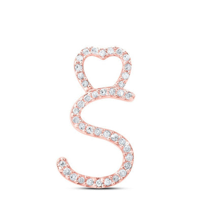 10k Rose Gold 0.12CTW Natural Diamond Initial "S" Charm 0.9g Alphabet Pendant - Elite Jewelers - Charms & Pendants