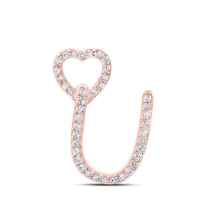 10k Rose Gold 0.12CTW Natural Diamond Initial "U" Charm 0.83g Alphabet Pendant - Elite Jewelers - Charms & Pendants