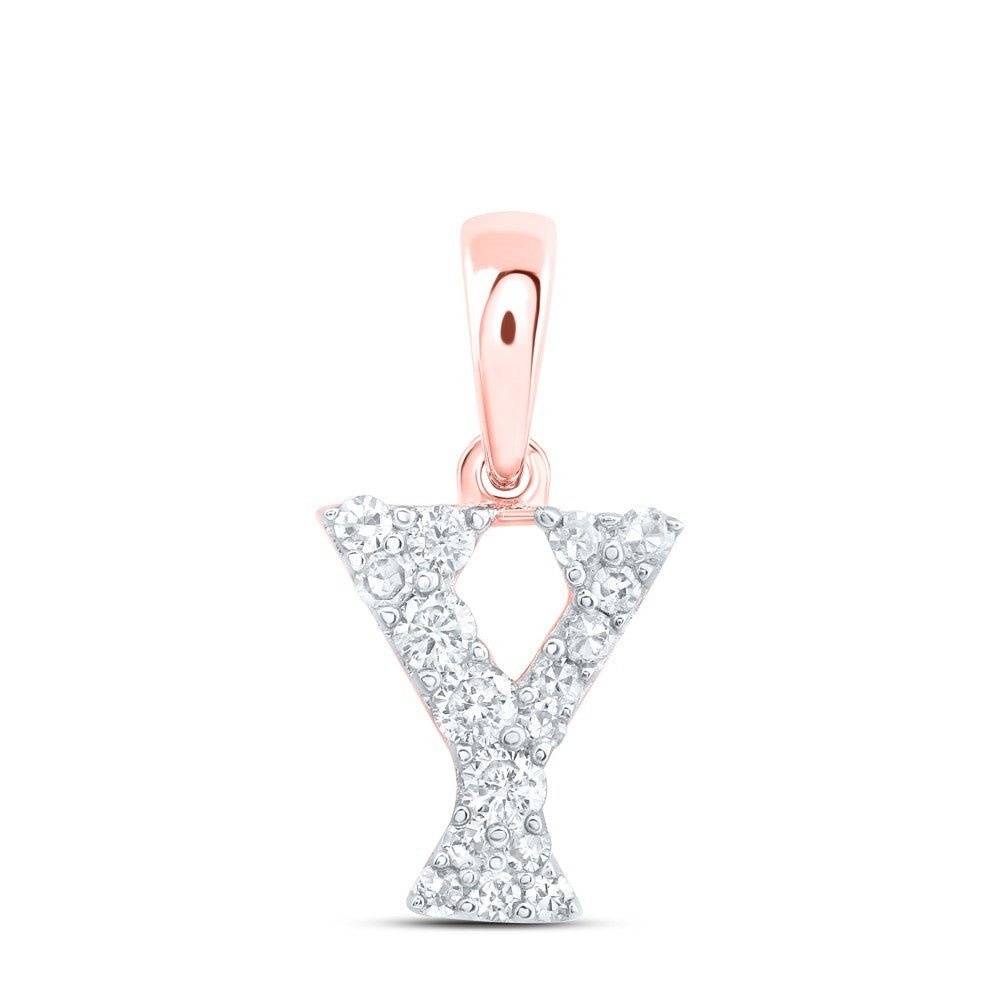 10k Rose Gold 0.12CTW Natural Diamond Initial "Y" Charm 0.39g Alphabet Pendant - Elite Jewelers - Charms & Pendants