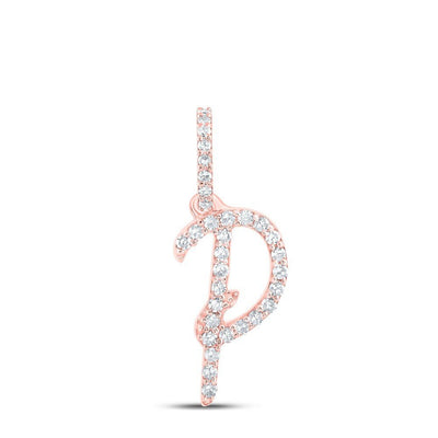 10k Rose Gold 0.13CTW Natural Diamond Initial "P" Charm 0.64g Alphabet Pendant - Elite Jewelers - Charms & Pendants