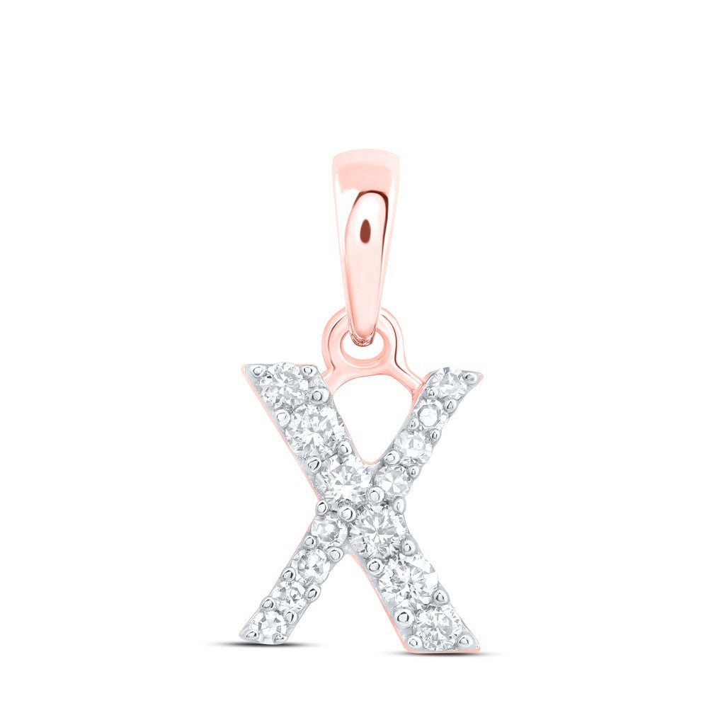 10k Rose Gold 0.13CTW Natural Diamond Initial "X" Charm 0.38g Alphabet Pendant - Elite Jewelers - Charms & Pendants