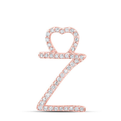 10k Rose Gold 0.13CTW Natural Diamond Initial "Z" Charm 0.85g Alphabet Pendant - Elite Jewelers - Charms & Pendants