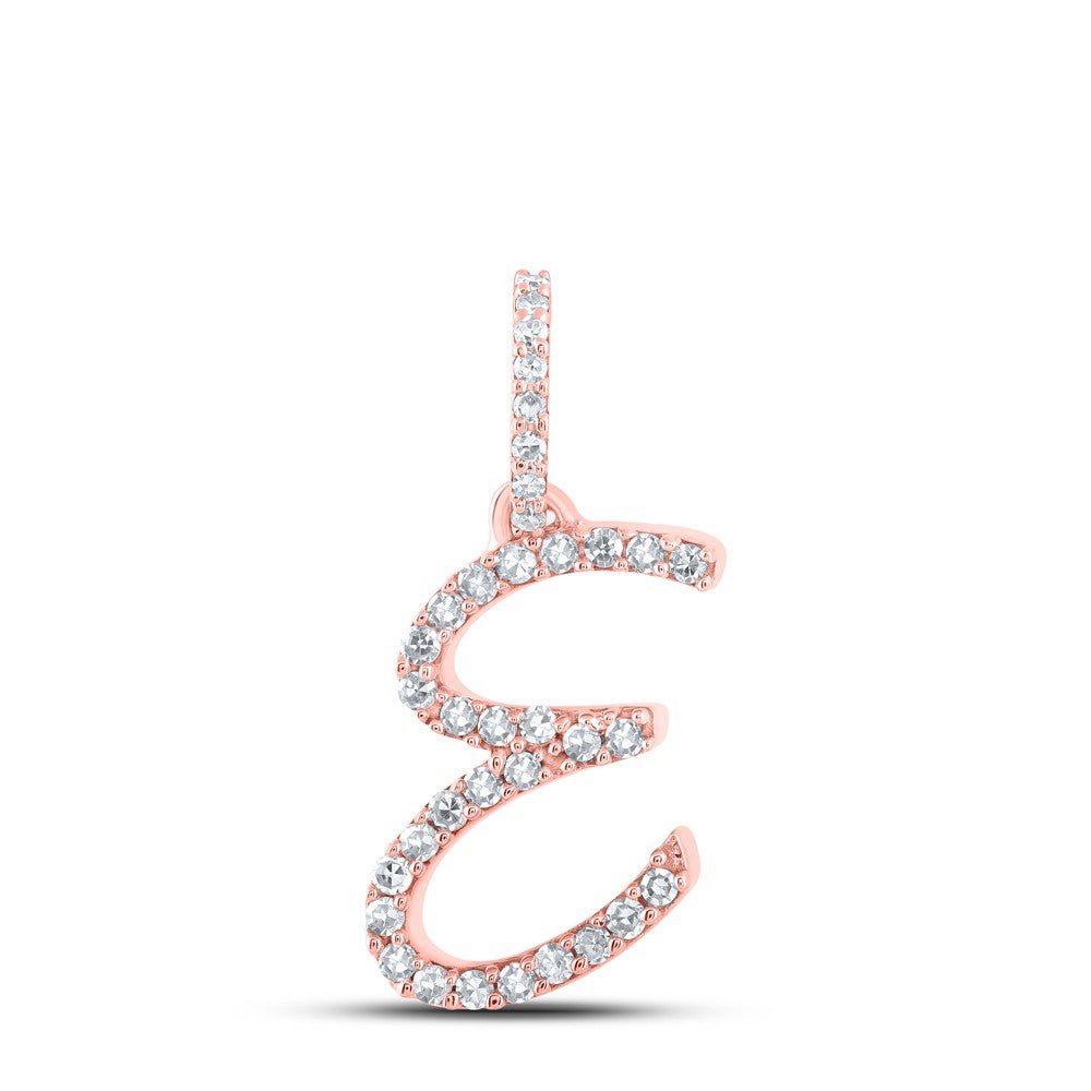 10k Rose Gold 0.14CTW Natural Diamond Initial "E" Charm 0.66g Alphabet Pendant - Elite Jewelers - Charms & Pendants