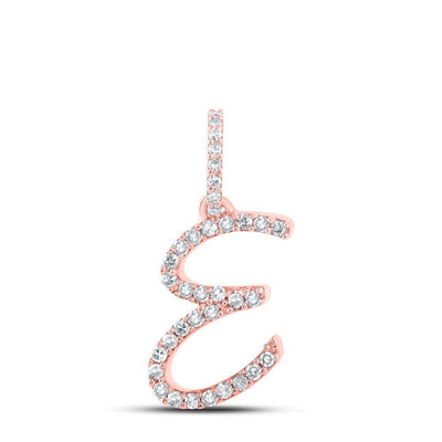 10k Rose Gold 0.14CTW Natural Diamond Initial "E" Charm 0.66g Alphabet Pendant - Elite Jewelers - Charms & Pendants