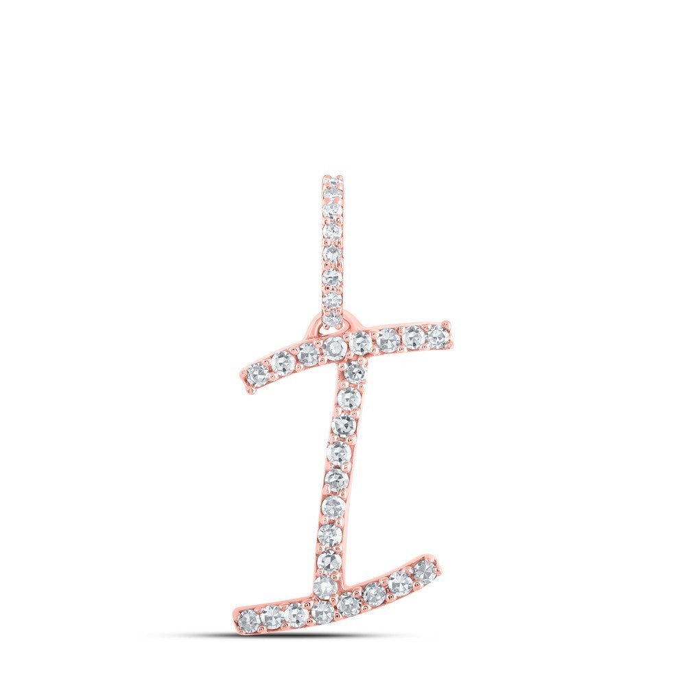 10k Rose Gold 0.14CTW Natural Diamond Initial "I" Charm 0.56g Alphabet Pendant - Elite Jewelers - Charms & Pendants