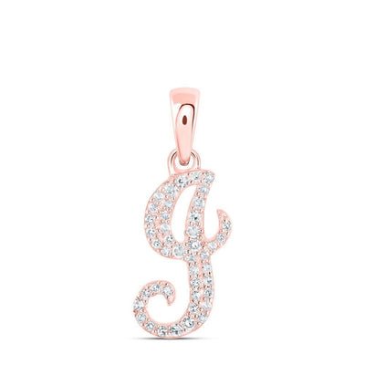 10k Rose Gold 0.14CTW Natural Diamond Initial "J" Charm 0.75g Alphabet Pendant - Elite Jewelers - Charms & Pendants