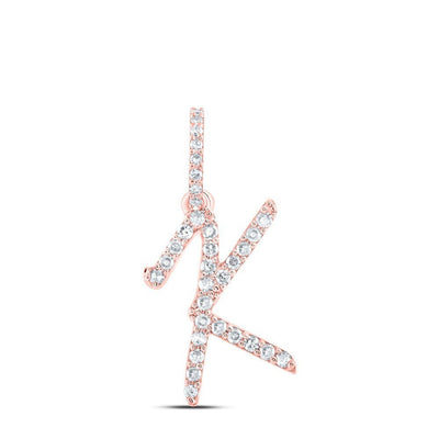 10k Rose Gold 0.14CTW Natural Diamond Initial "K" Charm 0.66g Alphabet Pendant - Elite Jewelers - Charms & Pendants