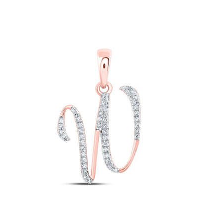 10k Rose Gold 0.14CTW Natural Diamond Initial "W" Charm 1.17g Alphabet Pendant - Elite Jewelers - Charms & Pendants