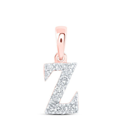 10k Rose Gold 0.14CTW Natural Diamond Initial "Z" Charm 0.4g Alphabet Pendant - Elite Jewelers - Charms & Pendants