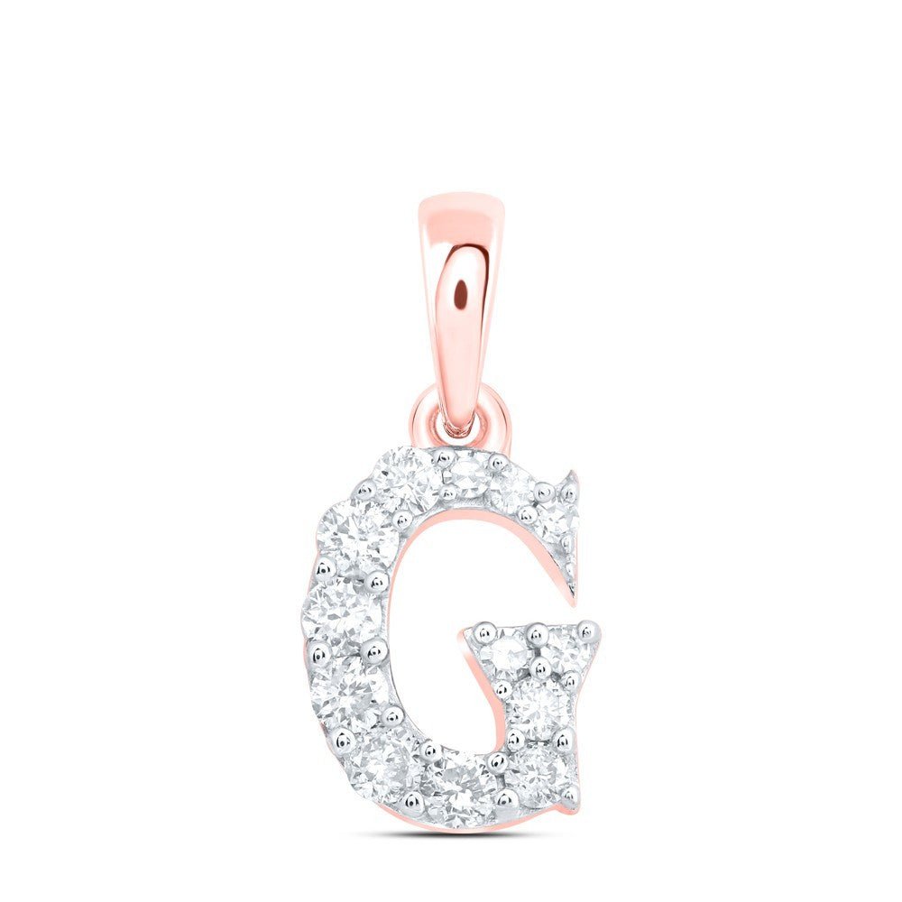 10k Rose Gold 0.15CTW Natural Diamond Initial "G" Charm 0.39g Alphabet Pendant - Elite Jewelers - Charms & Pendants