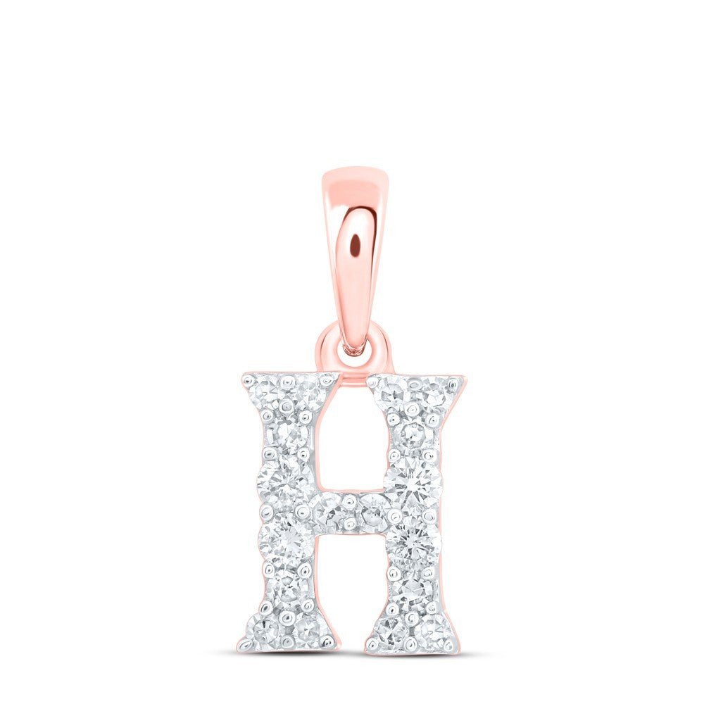 10k Rose Gold 0.15CTW Natural Diamond Initial "H" Charm 0.41g Alphabet Pendant - Elite Jewelers - Charms & Pendants
