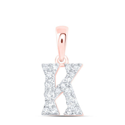 10k Rose Gold 0.15CTW Natural Diamond Initial "K" Charm 0.44g Alphabet Pendant - Elite Jewelers - Charms & Pendants