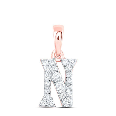10k Rose Gold 0.15CTW Natural Diamond Initial "N" Charm 0.44g Alphabet Pendant - Elite Jewelers - Charms & Pendants