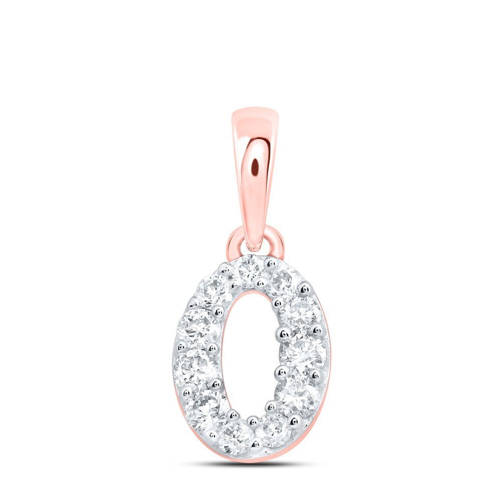 10k Rose Gold 0.16CTW Natural Diamond Initial "O" Charm 0.3g Alphabet Pendant - Elite Jewelers - Charms & Pendants