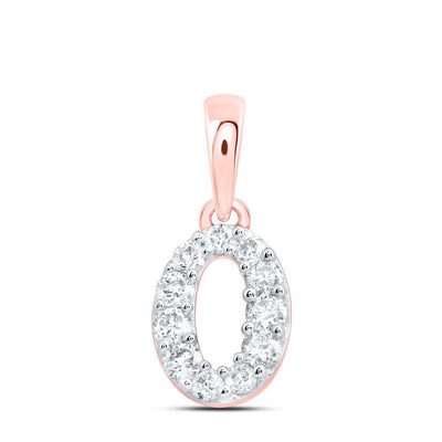 10k Rose Gold 0.16CTW Natural Diamond Initial "O" Charm 0.3g Alphabet Pendant - Elite Jewelers - Charms & Pendants