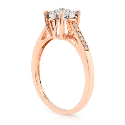 10K Rose Gold 0.18CT Natural Diamond Round Flower Women Ring - Elite Jewelers - Rings