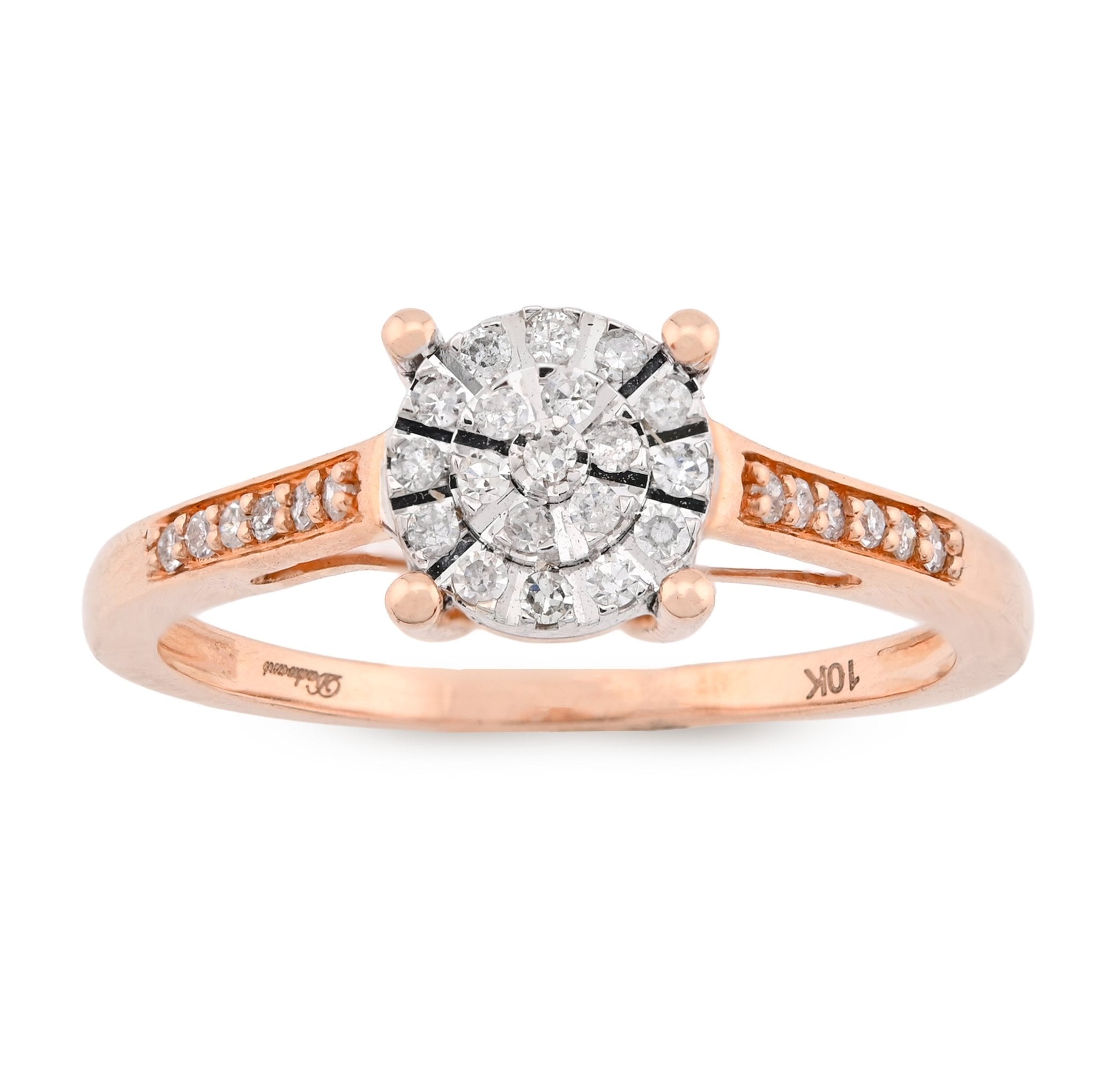 10K Rose Gold 0.18CT Natural Diamond Round Flower Women Ring - Elite Jewelers - Rings