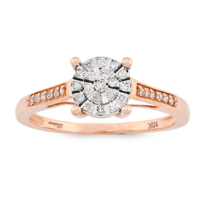 10K Rose Gold 0.18CT Natural Diamond Round Flower Women Ring - Elite Jewelers - Rings
