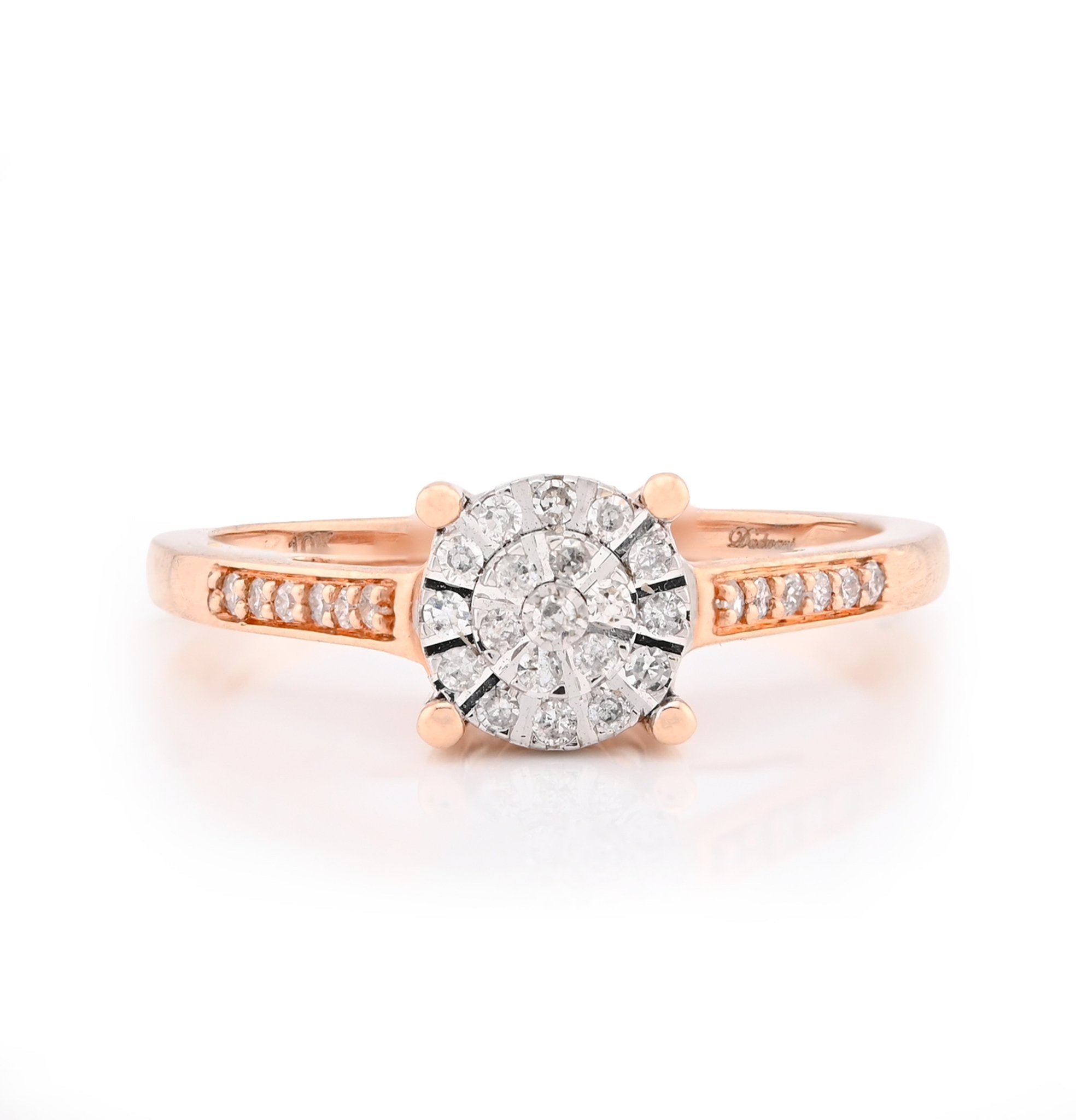 10K Rose Gold 0.18CT Natural Diamond Round Flower Women Ring - Elite Jewelers - Rings