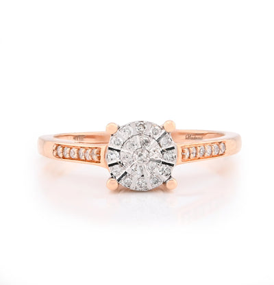 10K Rose Gold 0.18CT Natural Diamond Round Flower Women Ring - Elite Jewelers - Rings