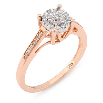 10K Rose Gold 0.18CT Natural Diamond Round Flower Women Ring - Elite Jewelers - Rings