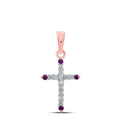 10k Rose Gold 0.19CTW Natural Diamond Cross Charm 0.61g Religious Pendant - Elite Jewelers - Charms & Pendants