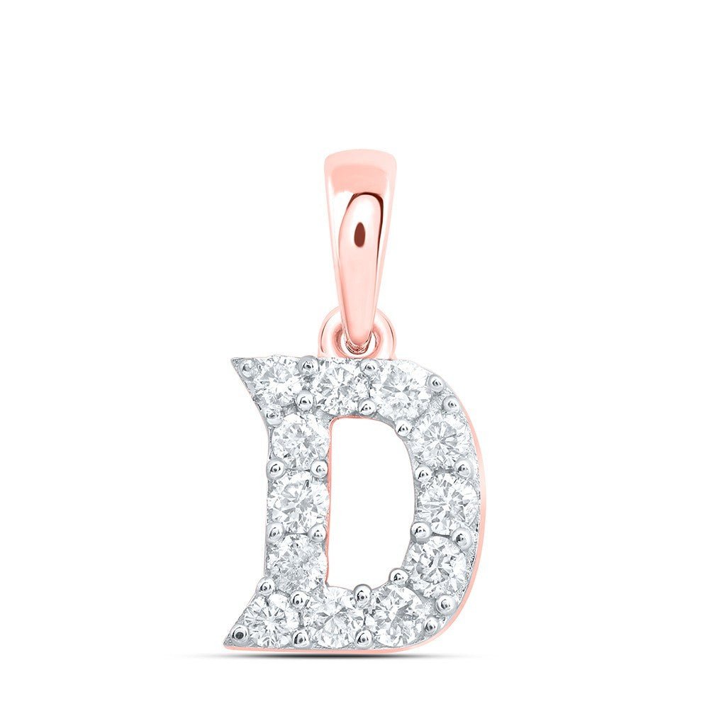10k Rose Gold 0.19CTW Natural Diamond Initial "D" Charm 0.38g Alphabet Pendant - Elite Jewelers - Charms & Pendants