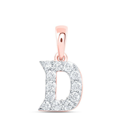 10k Rose Gold 0.19CTW Natural Diamond Initial "D" Charm 0.38g Alphabet Pendant - Elite Jewelers - Charms & Pendants