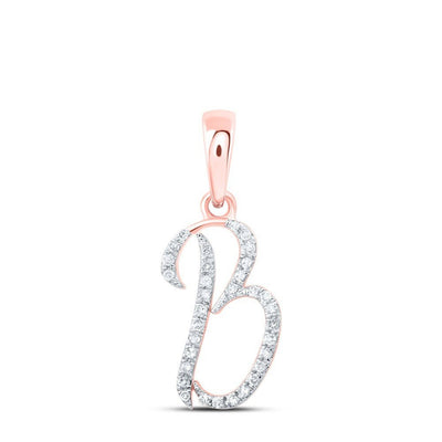 10k Rose Gold 0.1CTW Natural Diamond Initial "B" Charm 0.66g Alphabet Pendant - Elite Jewelers - Charms & Pendants