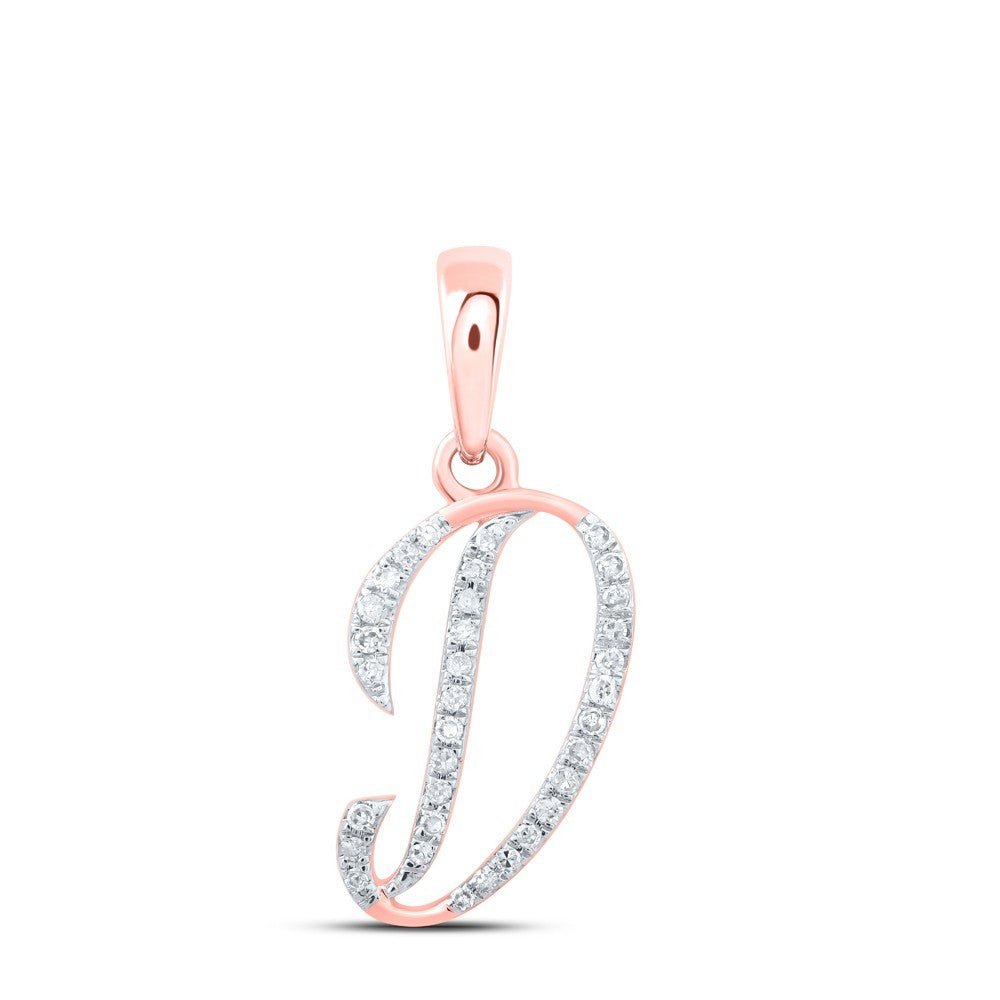 10k Rose Gold 0.1CTW Natural Diamond Initial "D" Charm 0.69g Alphabet Pendant - Elite Jewelers - Charms & Pendants