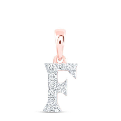 10k Rose Gold 0.1CTW Natural Diamond Initial "F" Charm 0.36g Alphabet Pendant - Elite Jewelers - Charms & Pendants