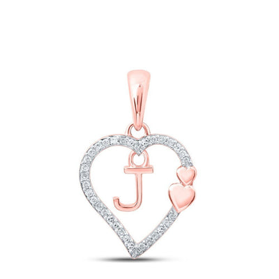 10k Rose Gold 0.1CTW Natural Diamond Initial "J" Charm 1.3g Alphabet Pendant - Elite Jewelers - Charms & Pendants