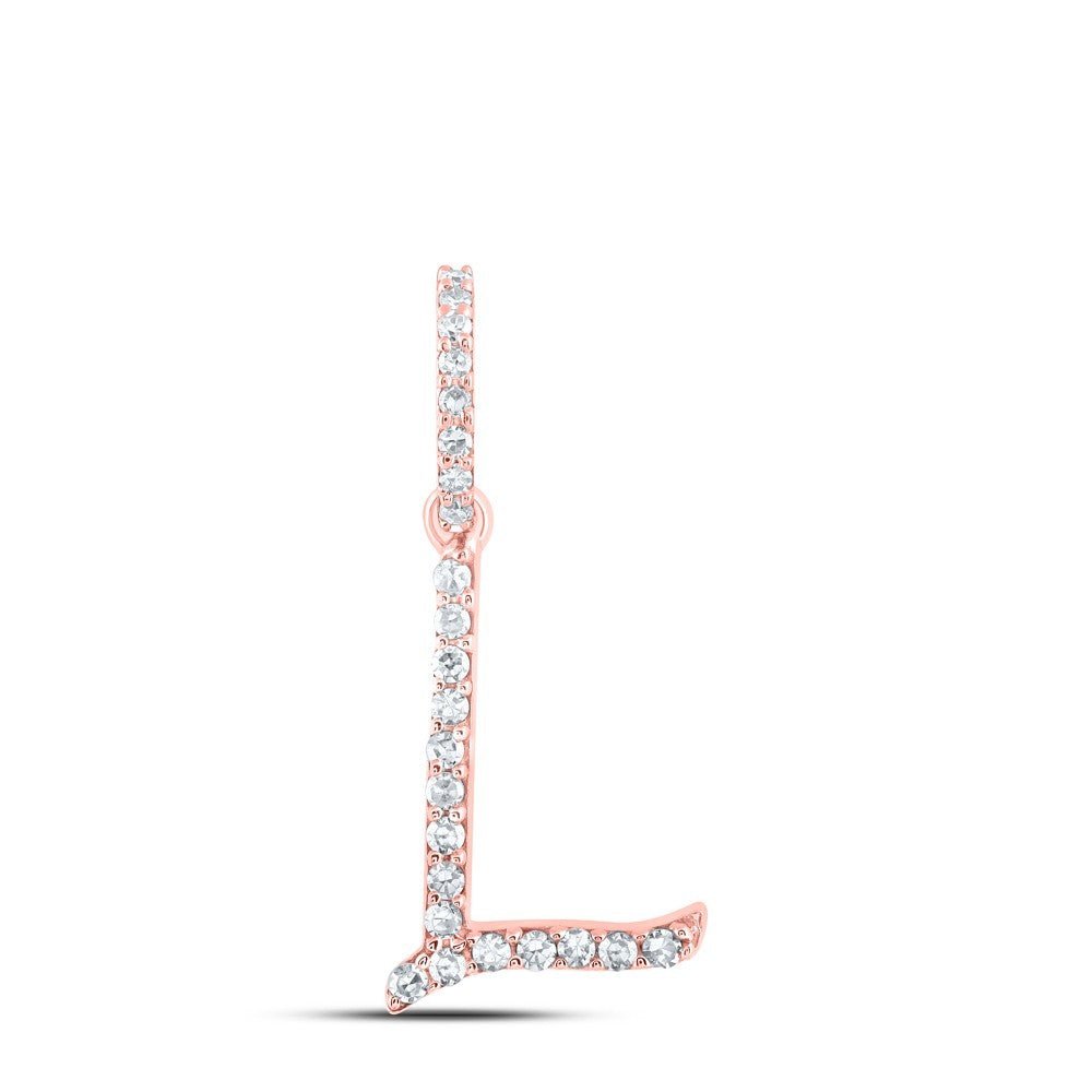 10k Rose Gold 0.1CTW Natural Diamond Initial "L" Charm 1g Alphabet Pendant - Elite Jewelers - Charms & Pendants