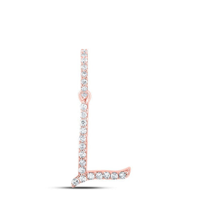 10k Rose Gold 0.1CTW Natural Diamond Initial "L" Charm 1g Alphabet Pendant - Elite Jewelers - Charms & Pendants