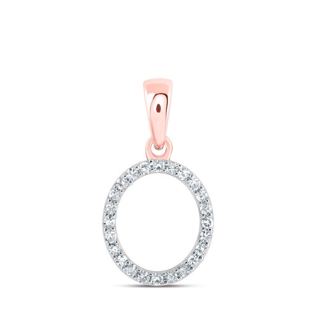 10k Rose Gold 0.1CTW Natural Diamond Initial "O" Charm 0.55g Alphabet Pendant - Elite Jewelers - Charms & Pendants