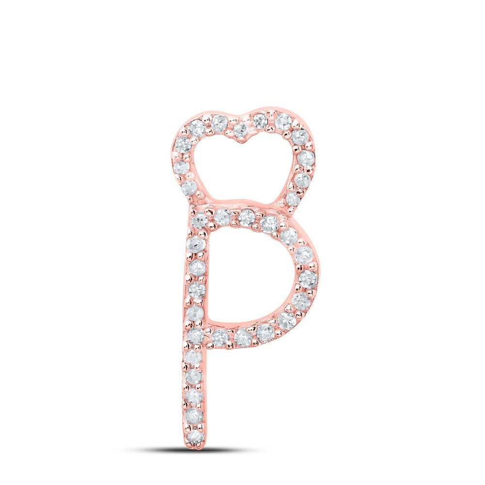 10k Rose Gold 0.1CTW Natural Diamond Initial "P" Charm 0.68g Alphabet Pendant - Elite Jewelers - Charms & Pendants