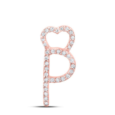 10k Rose Gold 0.1CTW Natural Diamond Initial "P" Charm 0.68g Alphabet Pendant - Elite Jewelers - Charms & Pendants