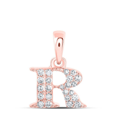 10k Rose Gold 0.1CTW Natural Diamond Initial "R" Charm 0.51g Alphabet Pendant - Elite Jewelers - Charms & Pendants