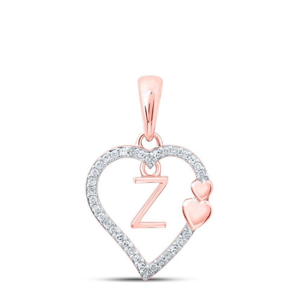10k Rose Gold 0.1CTW Natural Diamond Initial "Z" Charm 1.17g Alphabet Pendant - Elite Jewelers - Charms & Pendants