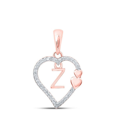 10k Rose Gold 0.1CTW Natural Diamond Initial "Z" Charm 1.17g Alphabet Pendant - Elite Jewelers - Charms & Pendants