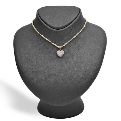 10k Rose Gold 0.28CTW Natural Round & Baguette Diamond Heart Pendant 2.1g Charm - Elite Jewelers - Charms & Pendants