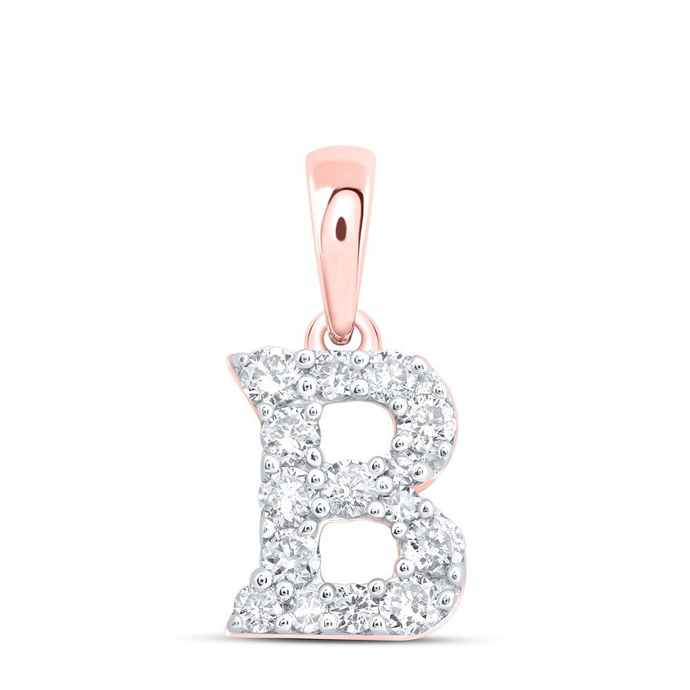 10k Rose Gold 0.38gms 0.2CTW Natural Diamond Initial "B" Letter Pendant Charm - Elite Jewelers - Charms & Pendants