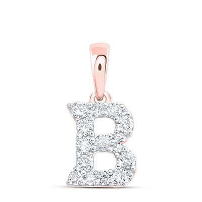 10k Rose Gold 0.38gms 0.2CTW Natural Diamond Initial "B" Letter Pendant Charm - Elite Jewelers - Charms & Pendants